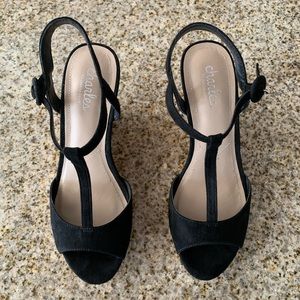 Charles David Black T Strap Wedges